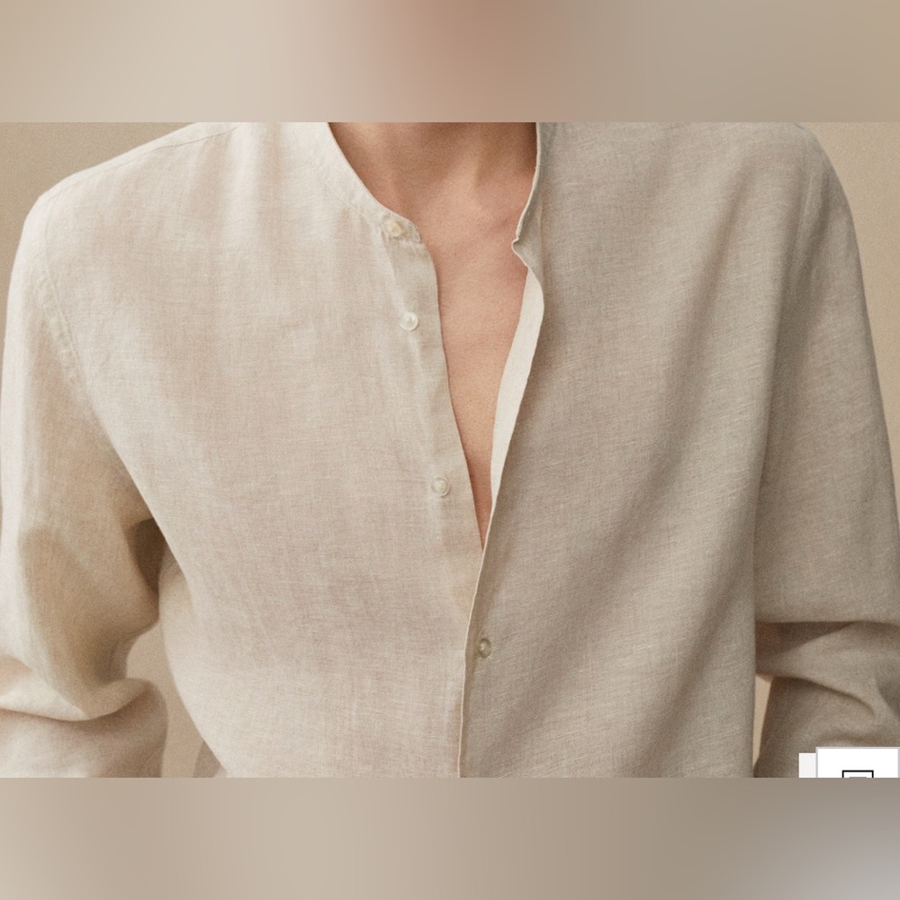 Mango Beige Linen Shirt - Picture 2 of 5